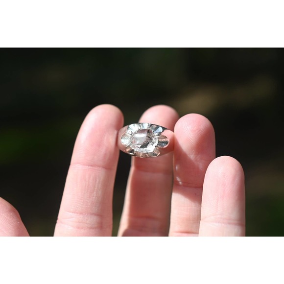 Mens engagement ring, raw stone rings for men, oval solitaire, size 9 10… - Picture 3 of 7